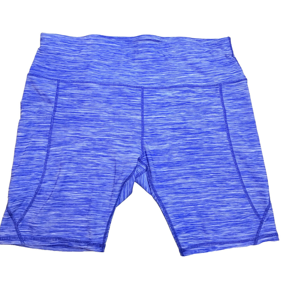 Womens Bike Shorts Stretch Size 2X Blue Grey Space Dye 1 Thigh Pocket 6"